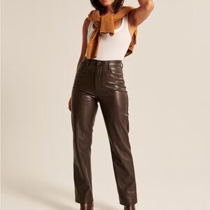 Abercrombie & Fitch Brown Faux Leather Straight Leg Pants S